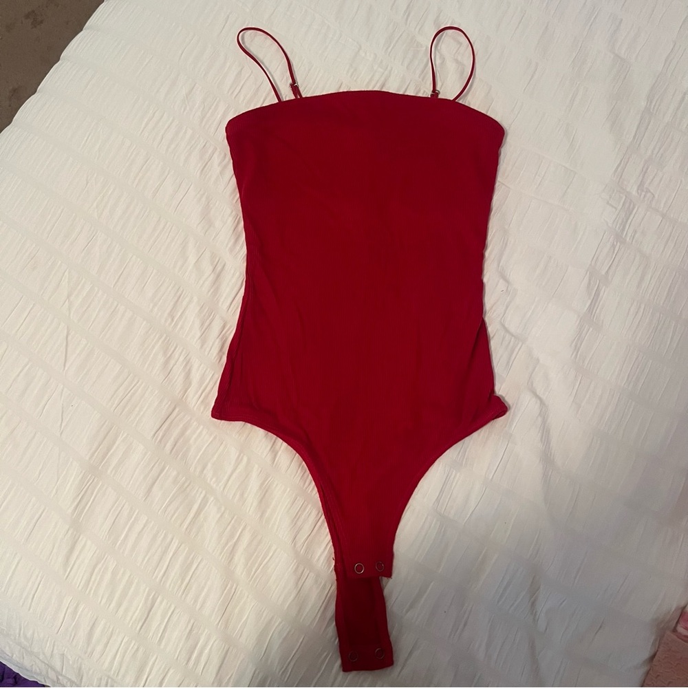 Red Ribbed Hollister Bodysuit